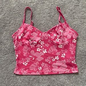 Pink Floral Cropped Cami Top
